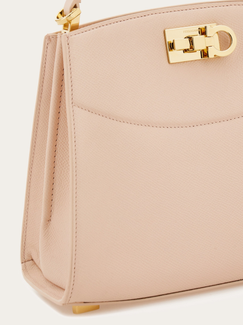 Ferragamo Pastel Pink Leather Small Studio Box Handbag In Pink