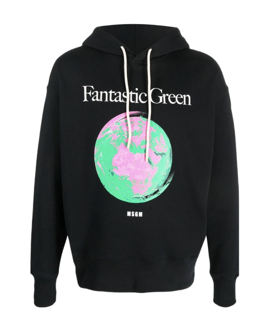 Msgm Graphic-print Organic Cotton Hoodie
