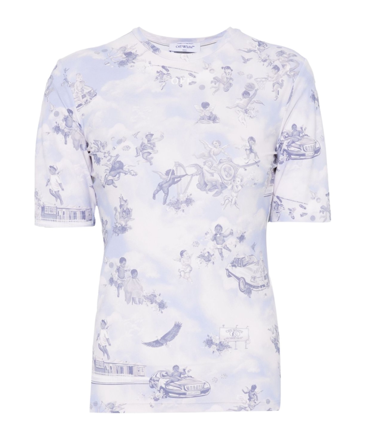 Off-white Light Blue Fresco-print T-shirt In White