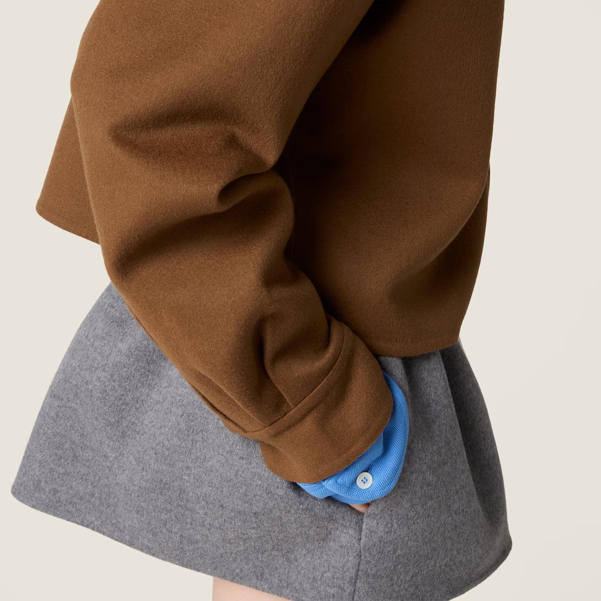 Miu Miu Double Cashmere Miniskirt In Gray