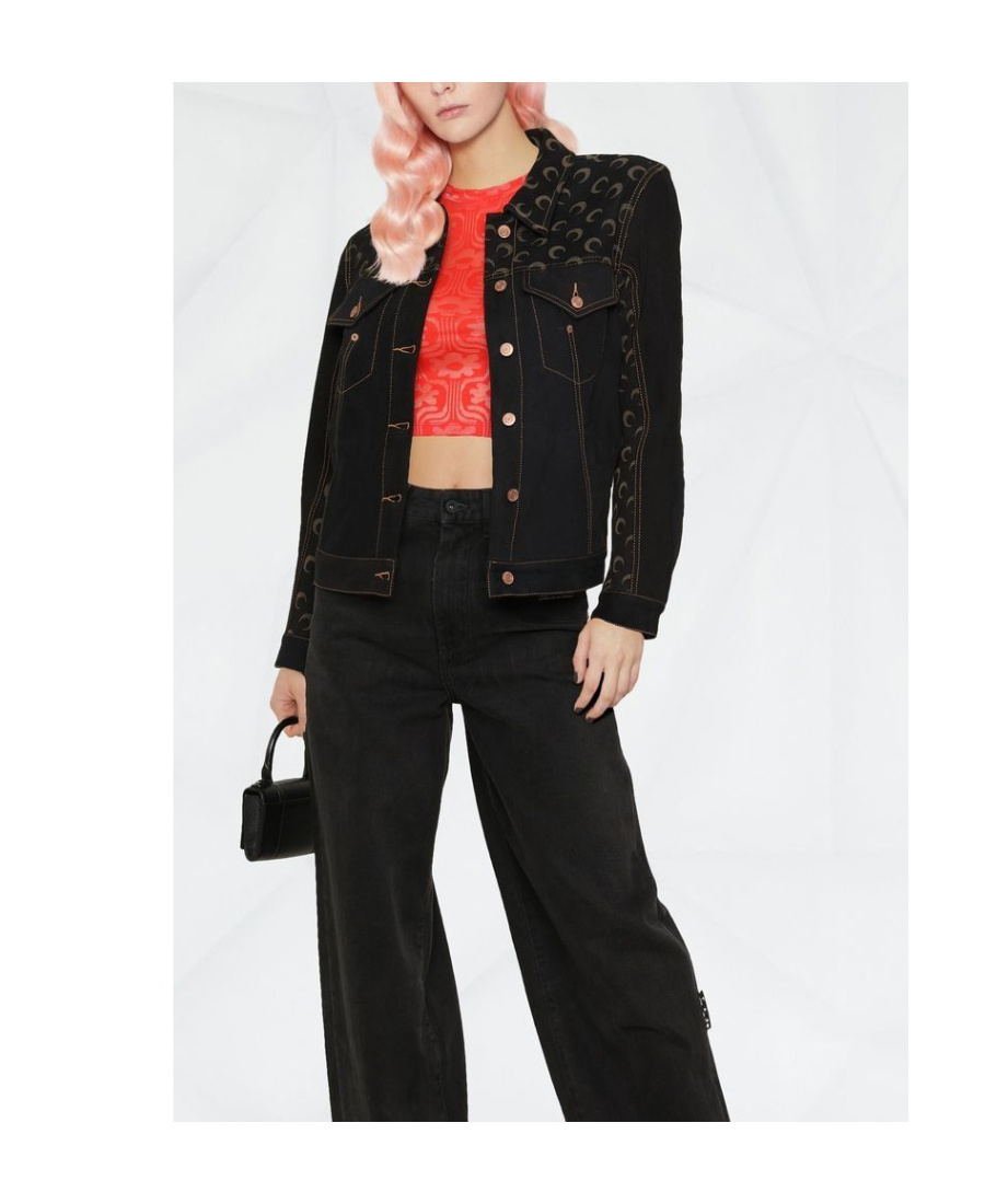 Marine Serre Moon-print Denim Jacket In Black