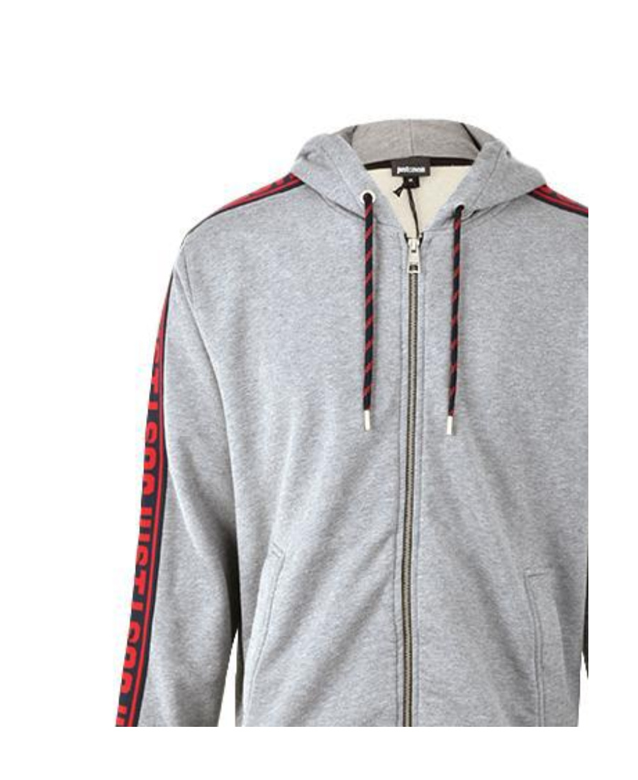 Just Cavalli Logo Hooded Casual Jacket In Gray