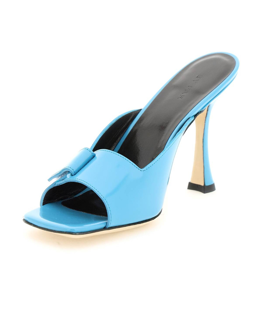 By Far Olivia Patent Leather Square Toe Sandal In Blue