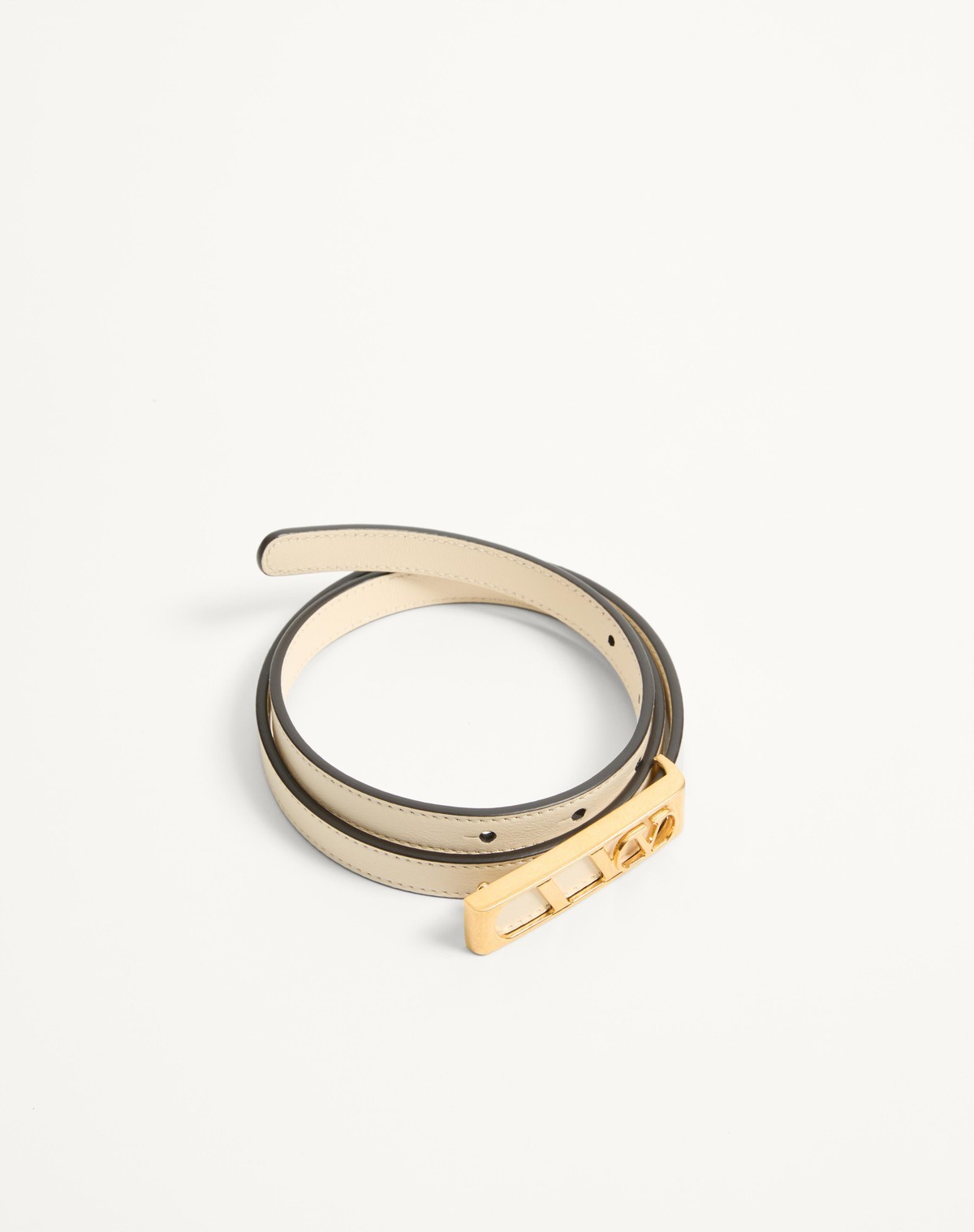 Valentino Garavani Vlogo Signature Belt In Shiny Calfskin 15 Mm Woman Butter 095 In Neutral