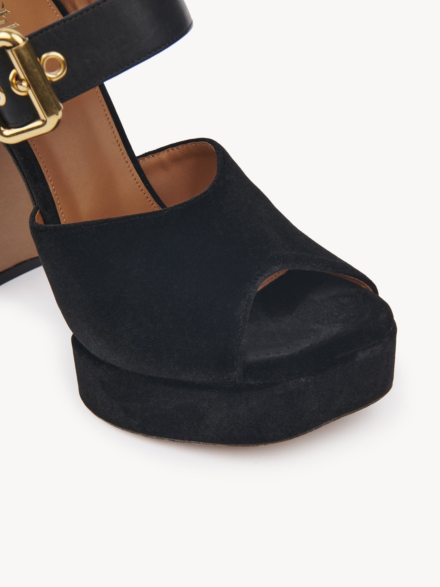 Chloé Paddington Leather-trimmed Velvet Platform Sandals In Black