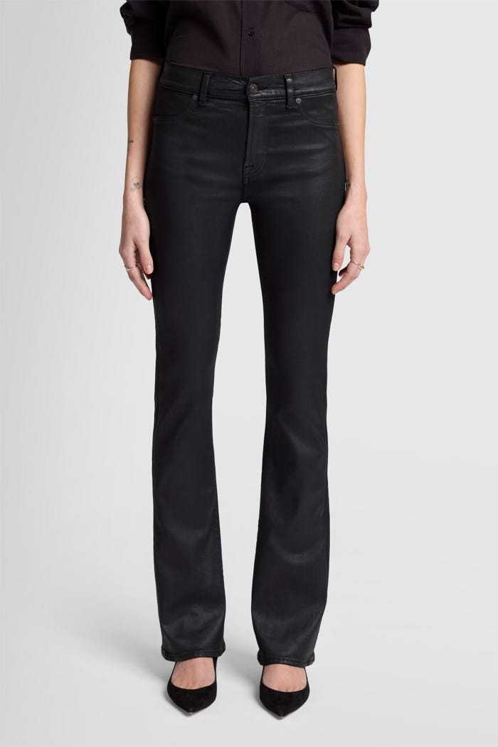 7 For All Mankind Mid-waist Flared Jeans In Black