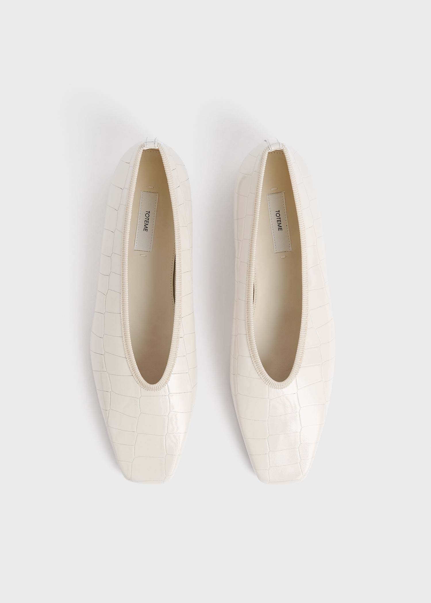 Totême Minimalist Croc-embossed Patent Leather Ballerina Flats