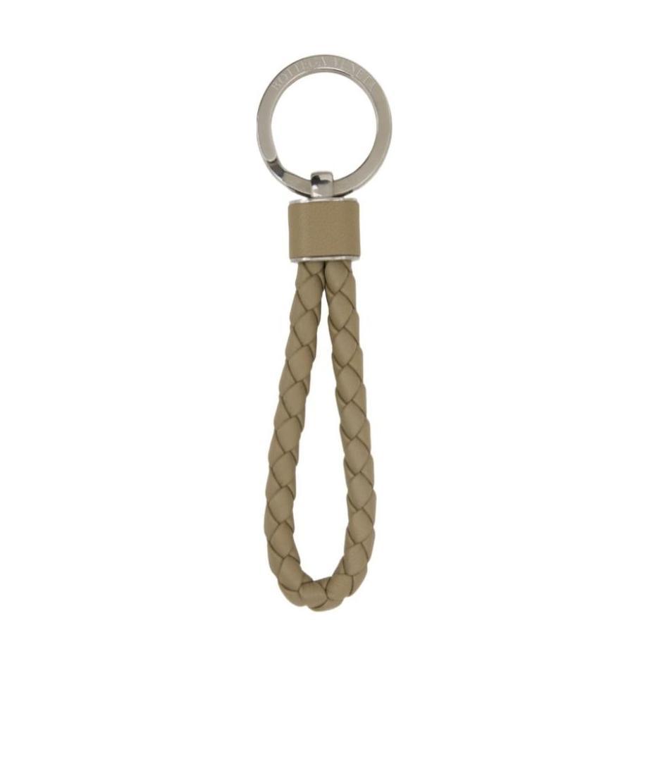 Bottega Veneta Intrecciato Key Ring In Gray
