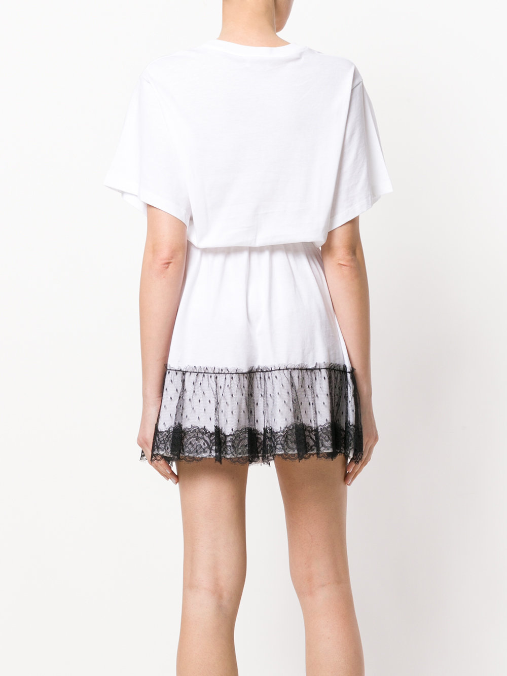 Red Valentino Lace Waist Umbrella Pendulum T-shirt Dress In White