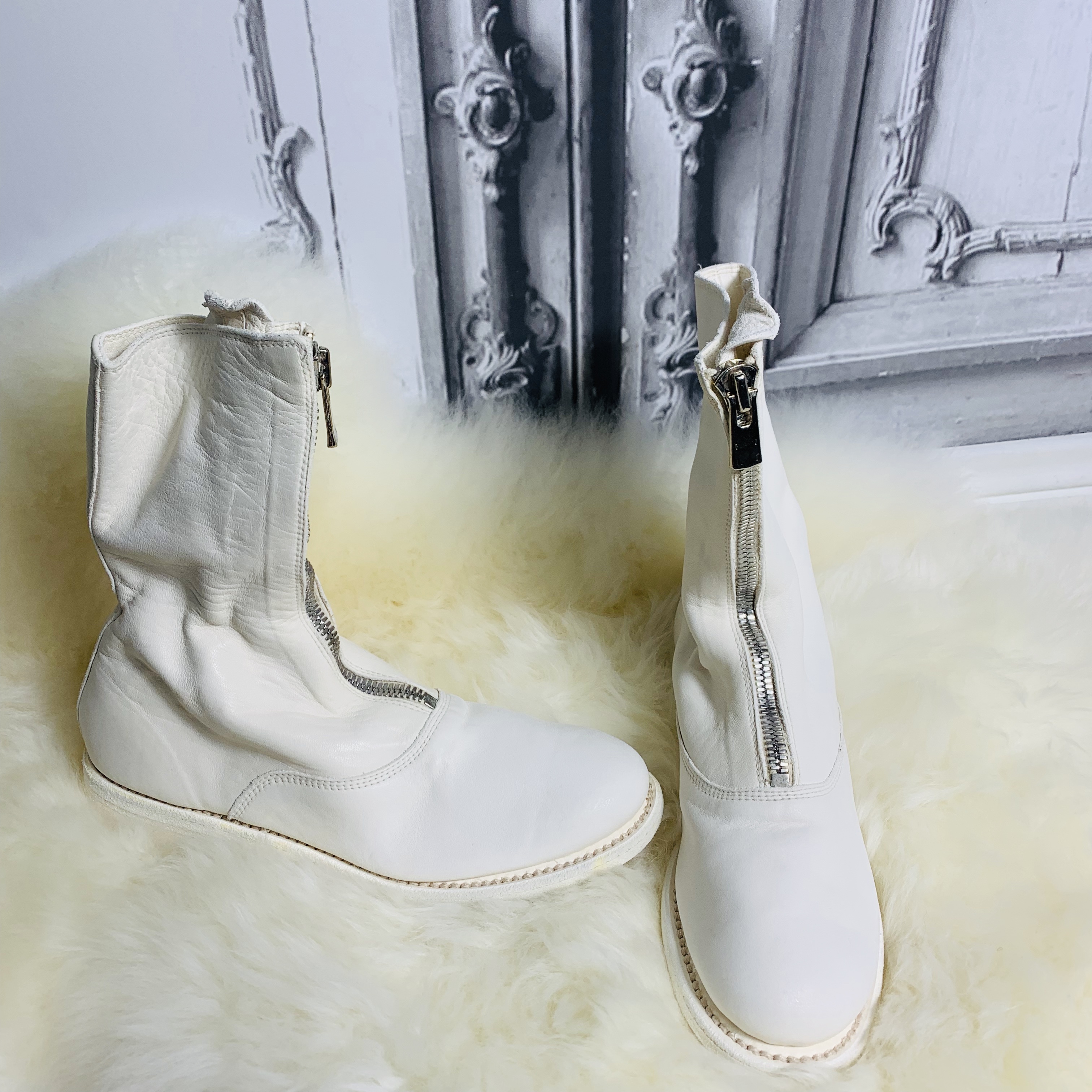 Guidi Round-headed Casual Boots In White