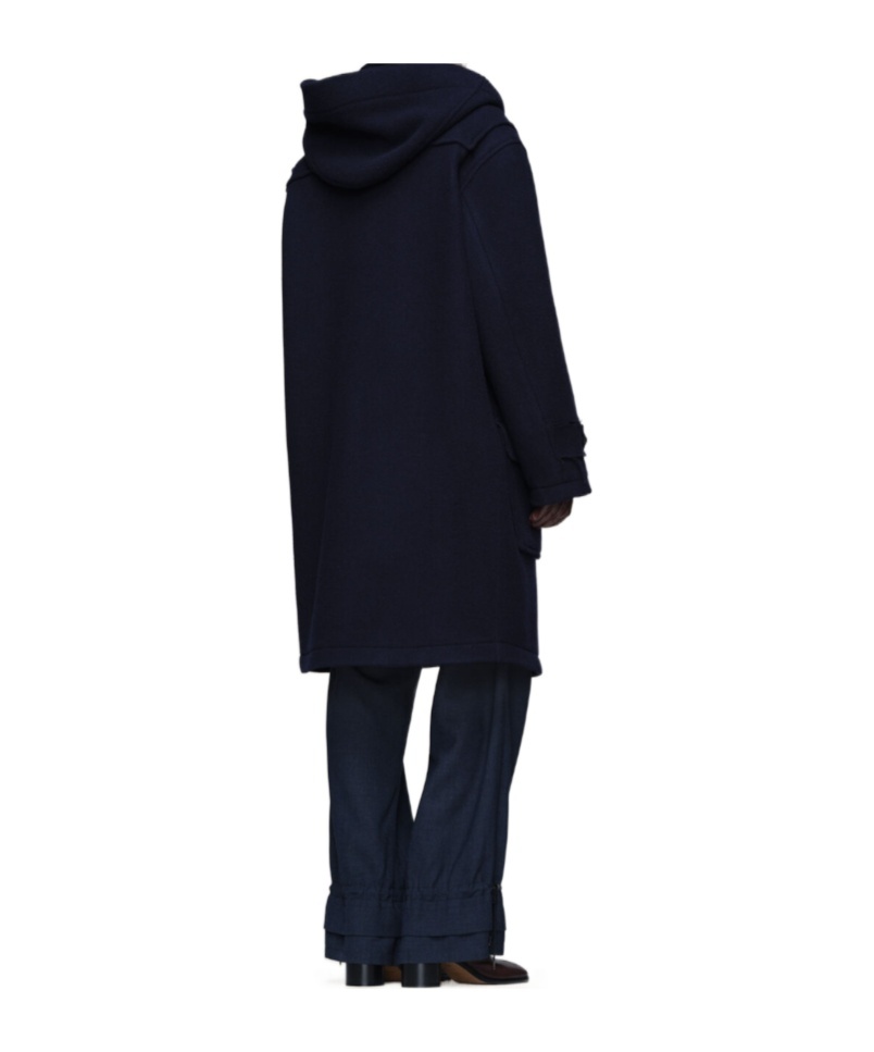 Maison Margiela Long Hooded Coat Featuring Button Front In Black