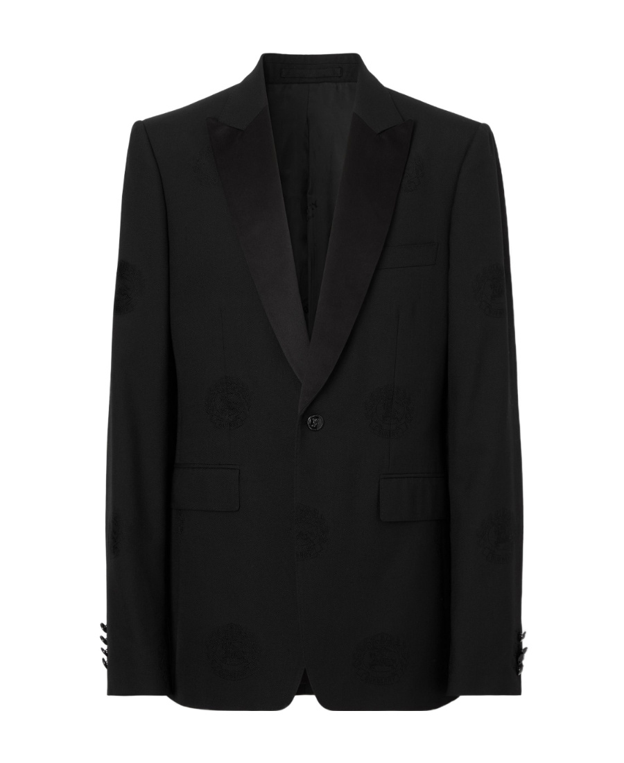 Burberry Oak Leaf Crest Jacquard Tuxedo Jacket In Black