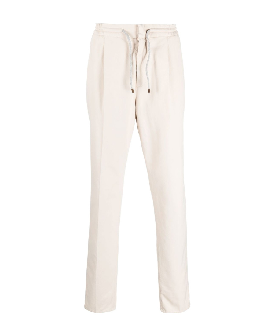 Brunello Cucinelli Drawstring-waist Corduroy Chinos In White
