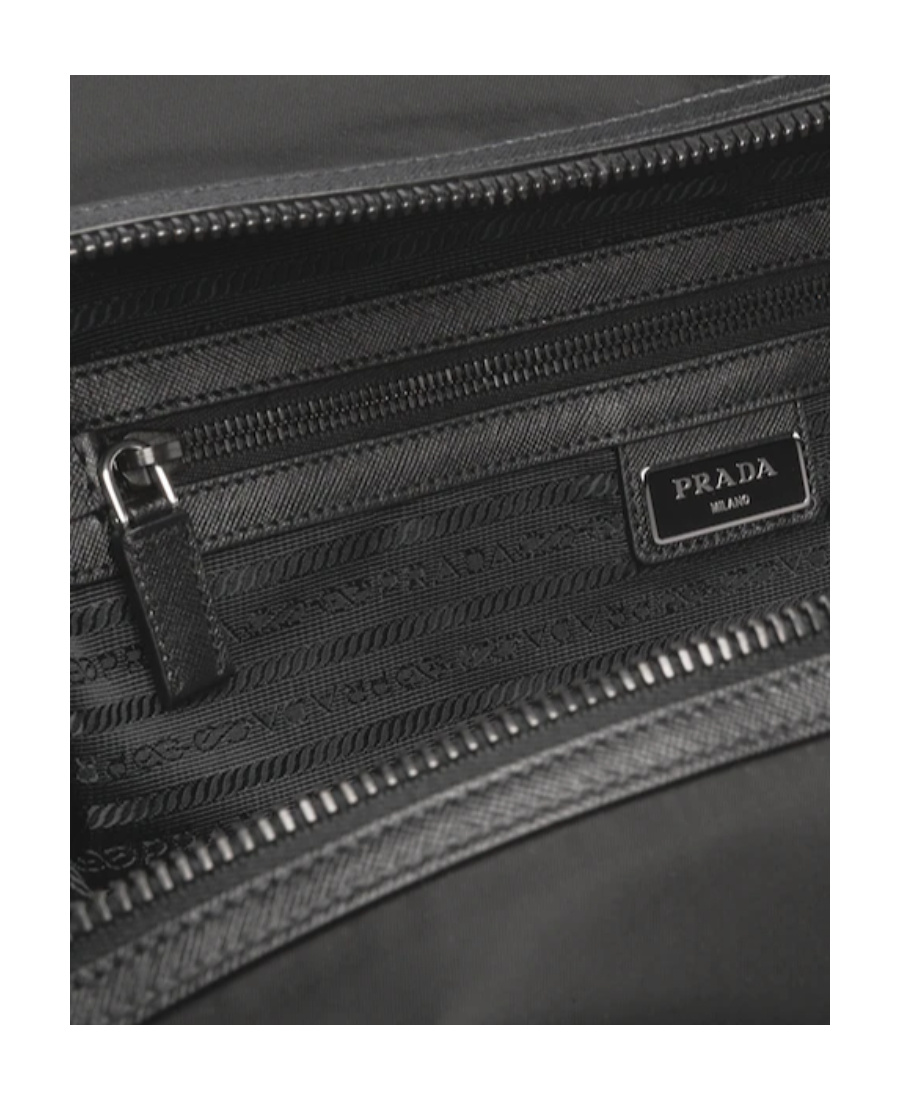 Prada Re-nylon And Saffiano Leather Duffle Bag In Black