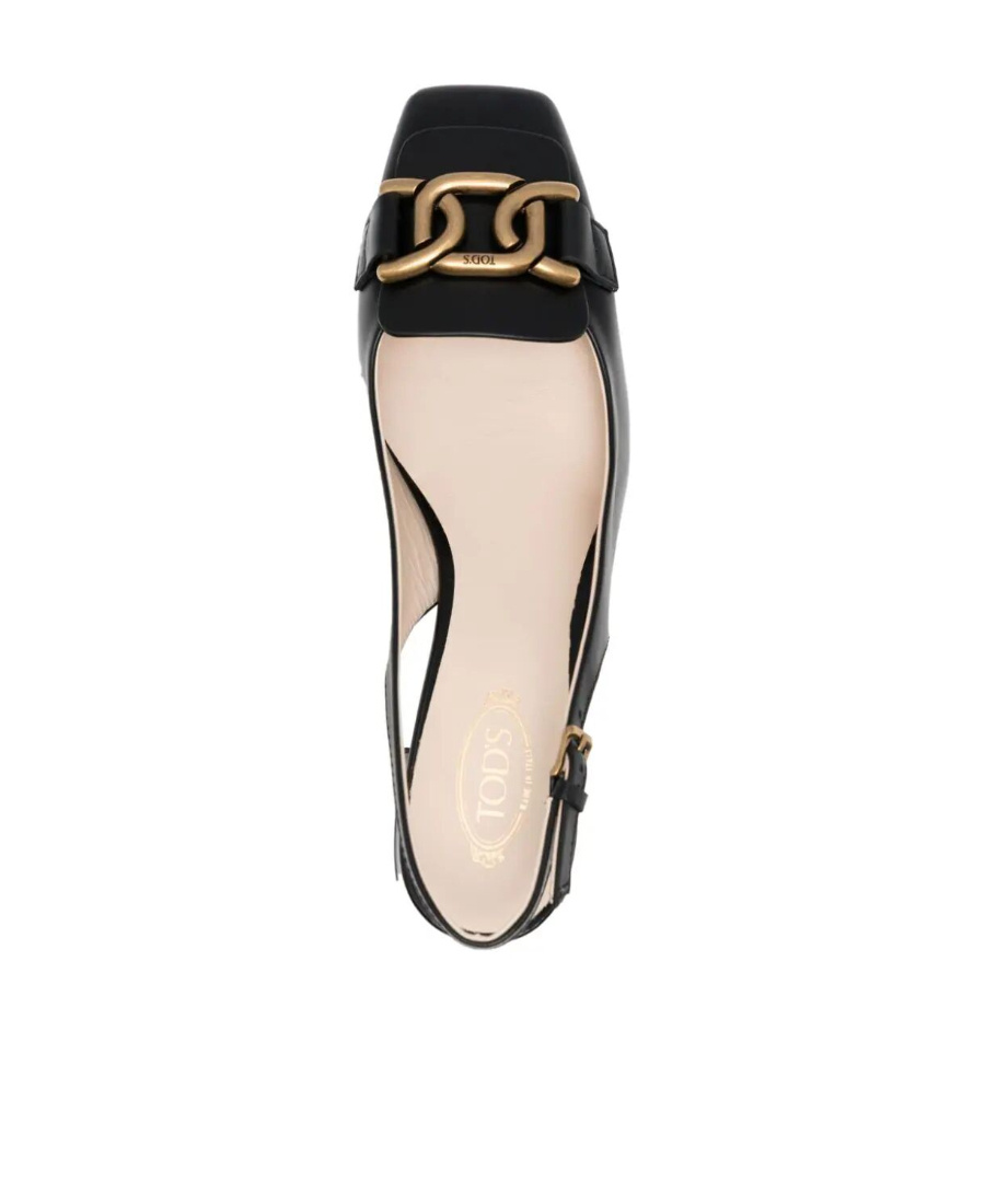 Tod's 'kate' Black Slingback Pumps With Chain Detail In Patent Leather Woiman In Black