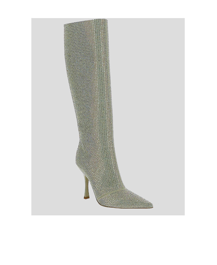 Liu •jo Crystal-embellished Pointed-toe Boots In Gray