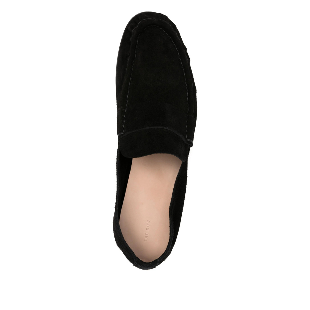 The Row Black Slip On Loafers In Black