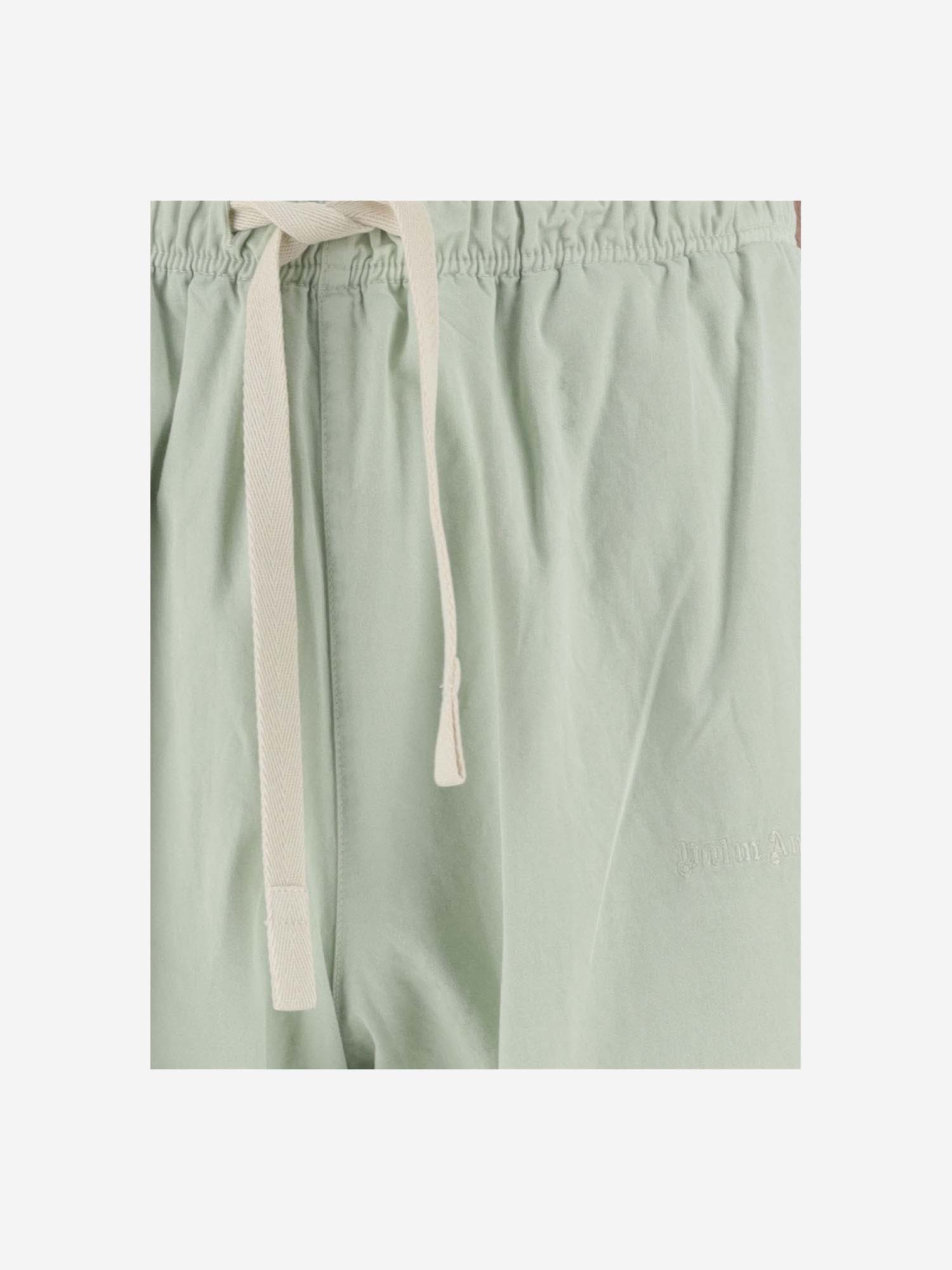 Palm Angels Logo Embroidered Drawstring Pants In Green