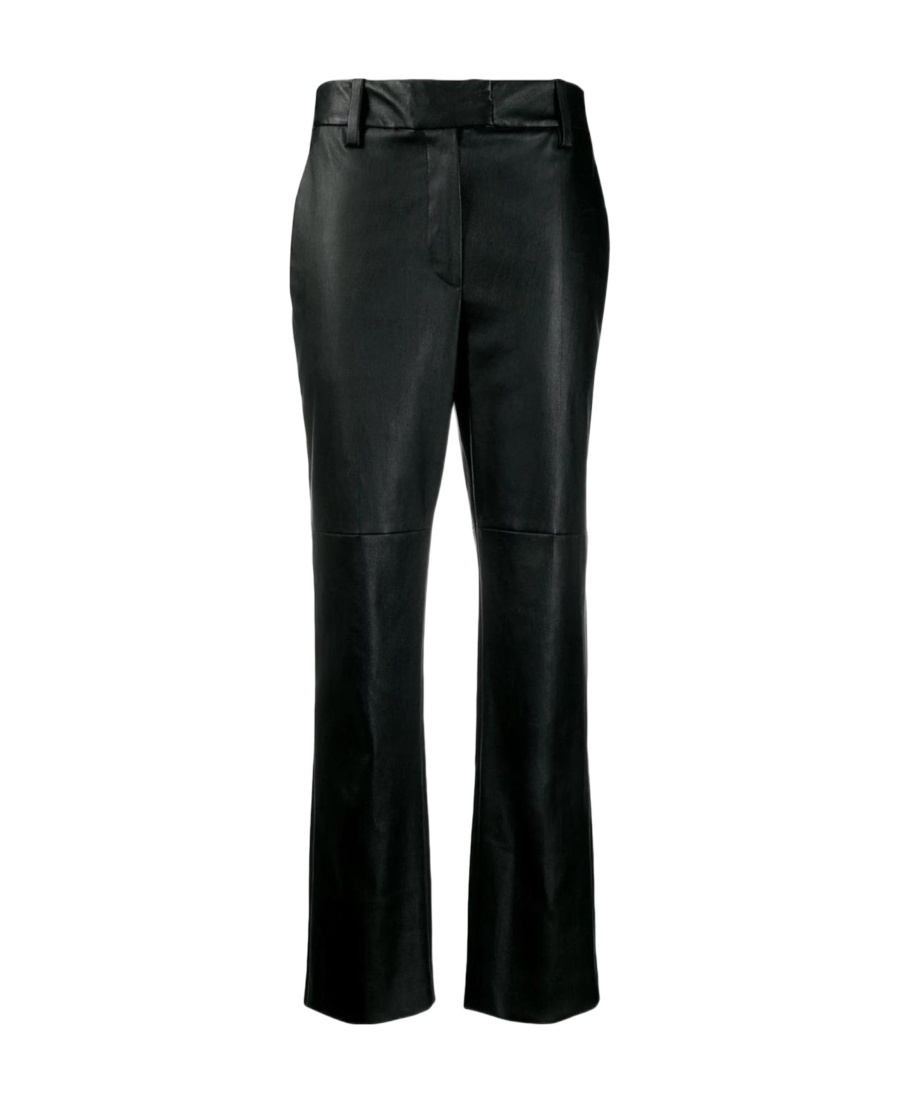 Brunello Cucinelli Stretch Nappa Leather Square Cigarette Trousers With Jewellery In Black
