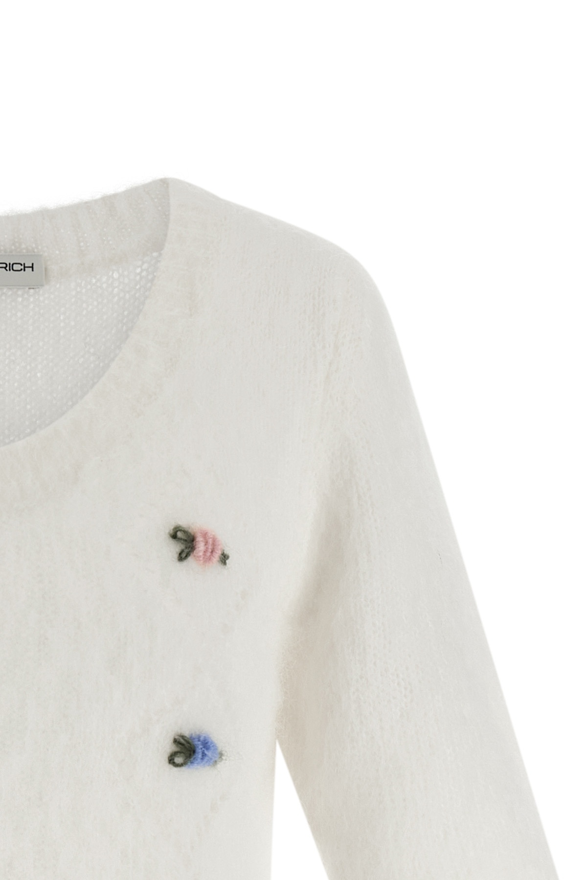 Alessandra Rich Short Sleeve Mohair Sweater In White