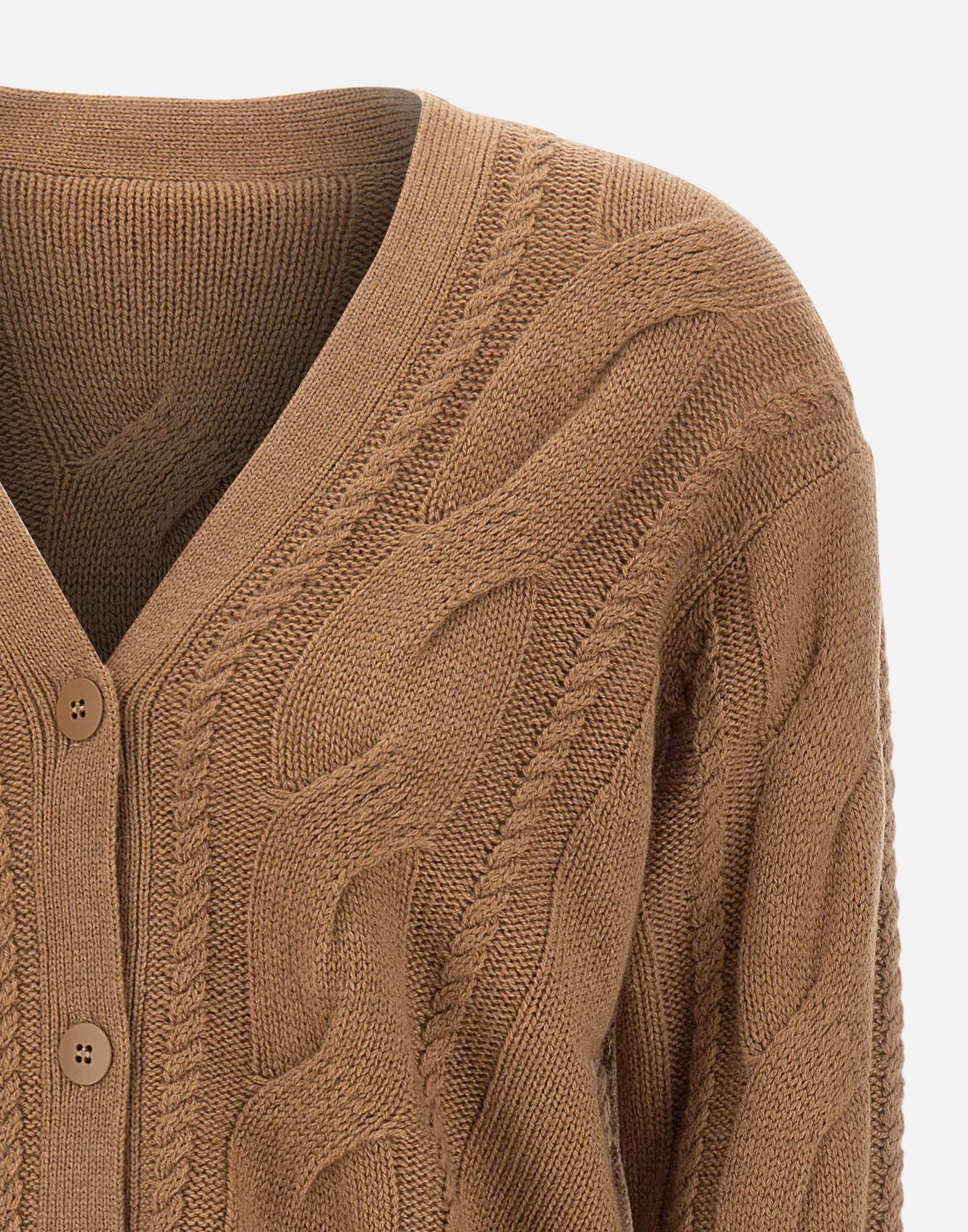 Max Mara Aladino Cable-knit Buttoned Cardigan In Brown