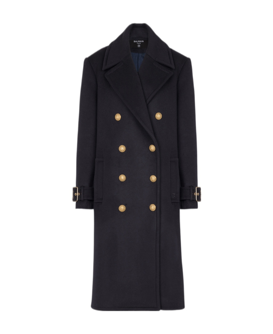 Shop Balmain Oversized Double-breasted Coat In Black