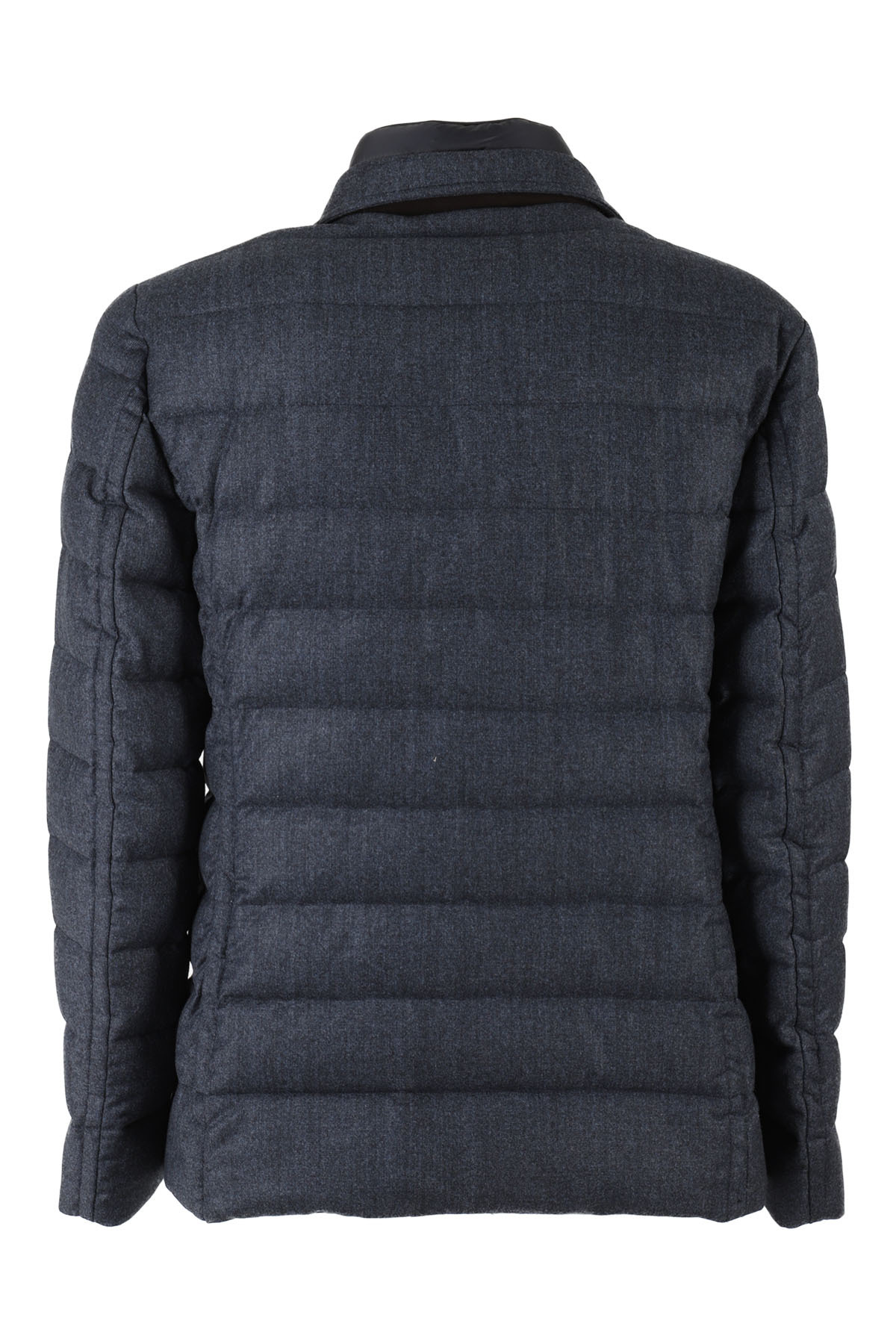 Moorer Padded And Quilted Jacket With Lined Collar In Black
