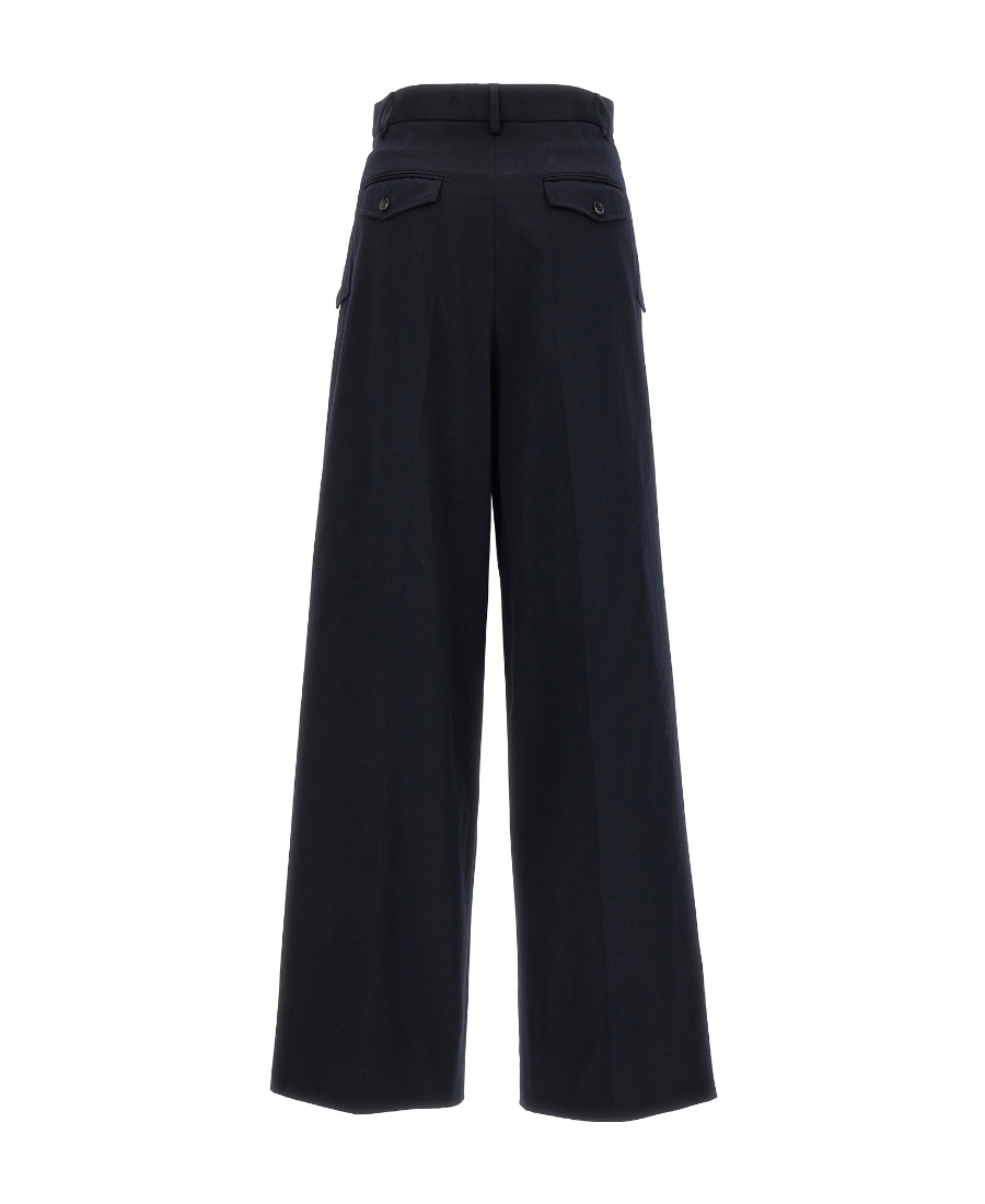 Lanvin Flared Cropped Wool Trousers In Black