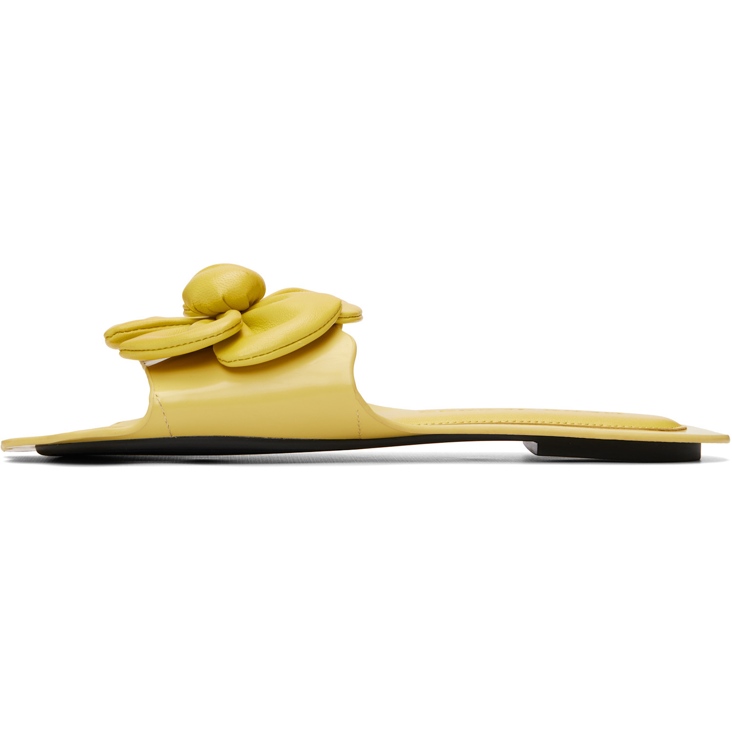 Marc Jacobs The Daisy Leather Flat Slide Sandals In Yellow