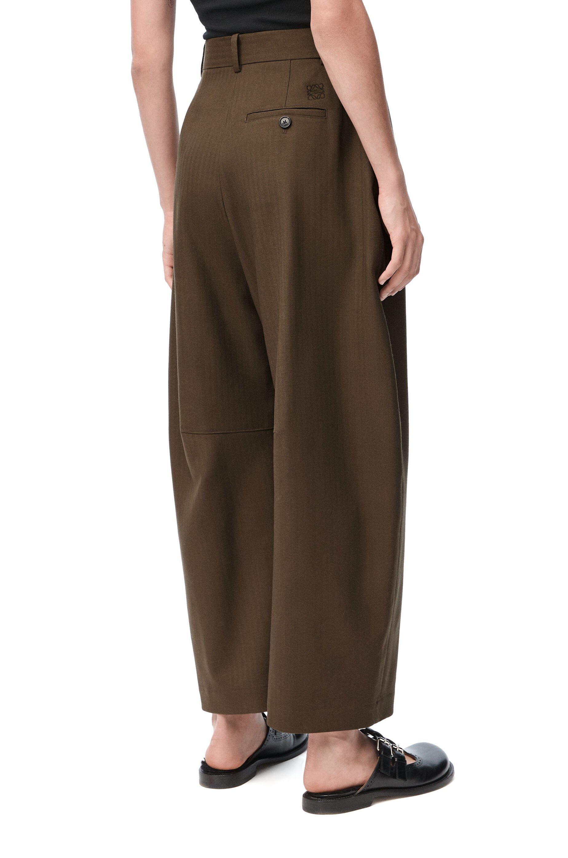 Loewe Wool Tube Trousers In Green
