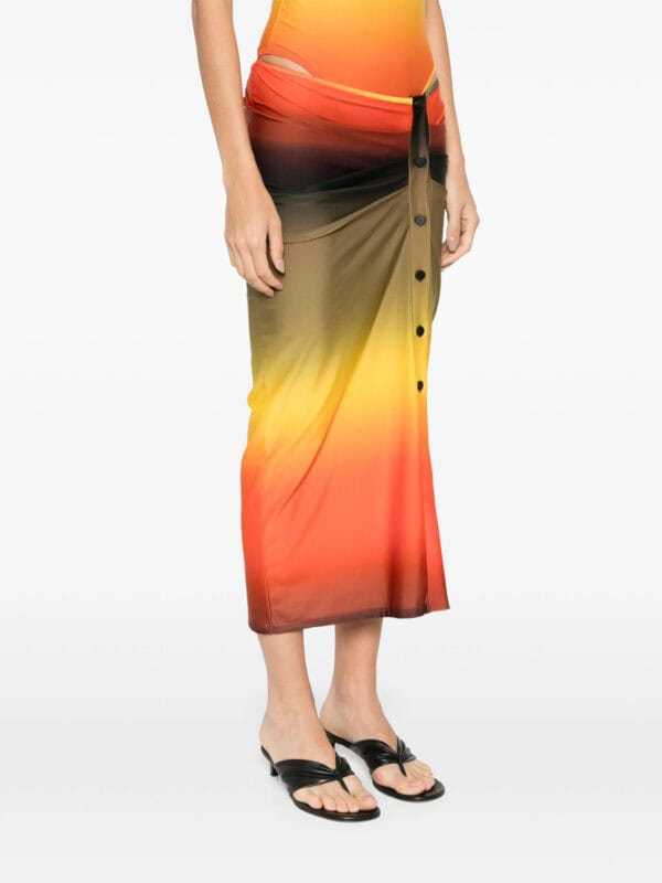 Attico Gradient-effect Midi Skirt In Multi