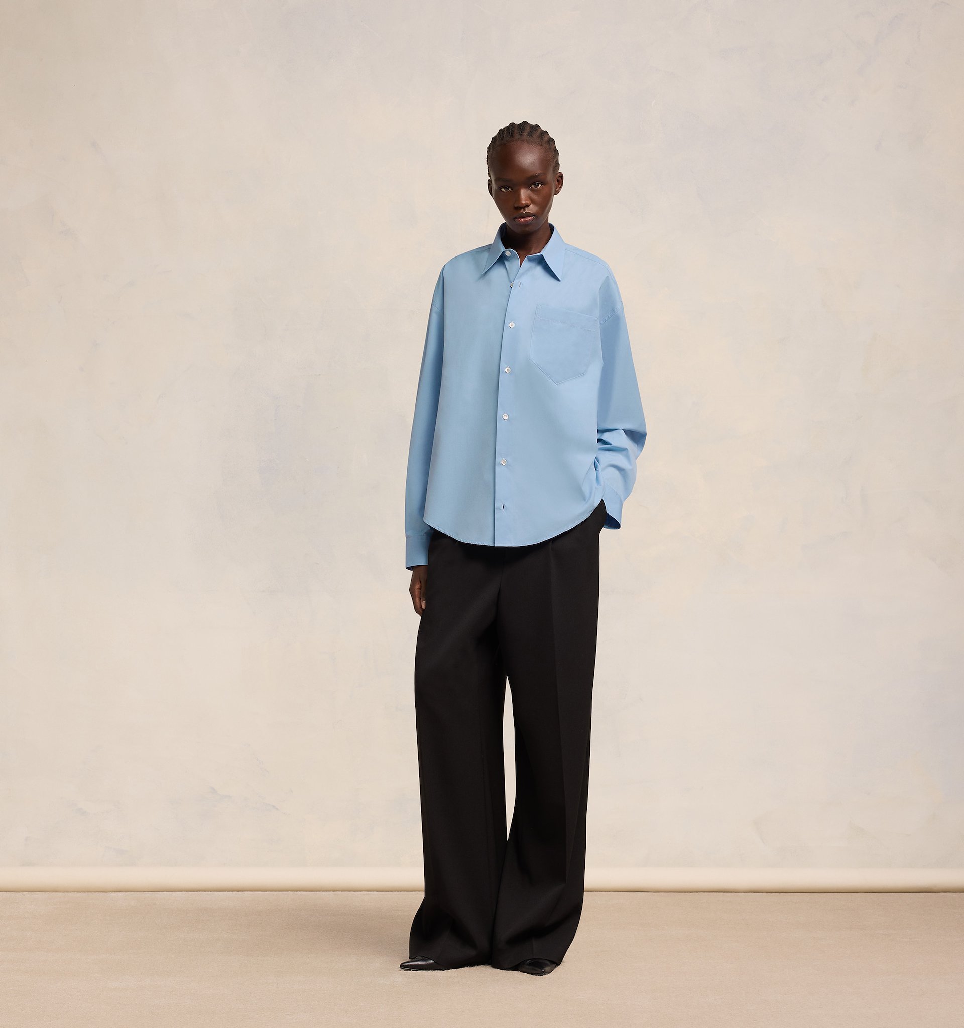Ami Alexandre Mattiussi Ami Paris Ami De Coeur Logo Embroidered Long-sleeved Shirt In Blue
