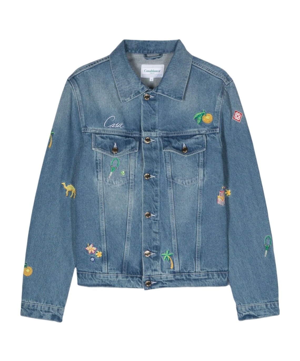 Casablanca Long-sleeved Denim Jacket In Blue