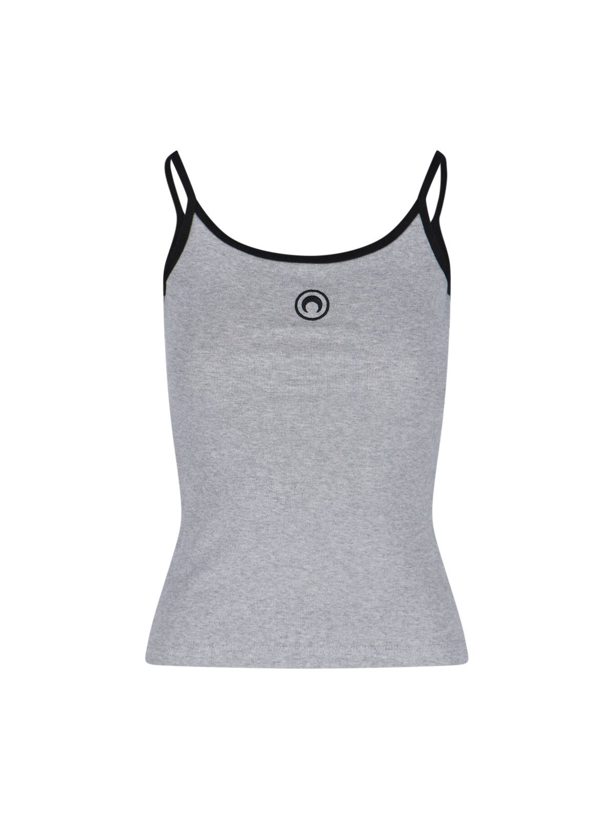 Marine Serre Ribbed Texture Tank Top With Spaghetti Straps In Gray