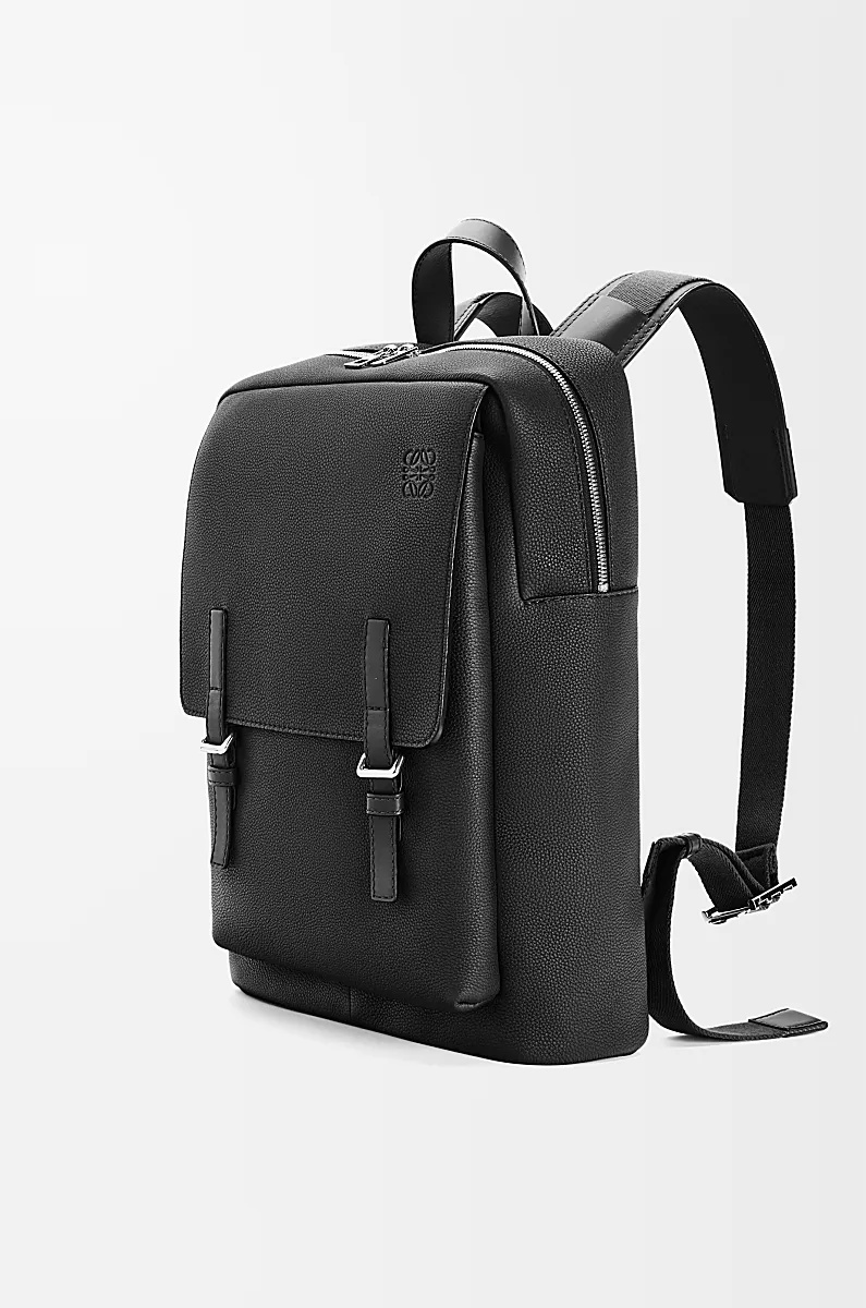 Loewe Military Backpack In Soft Grained Calfskin In Black