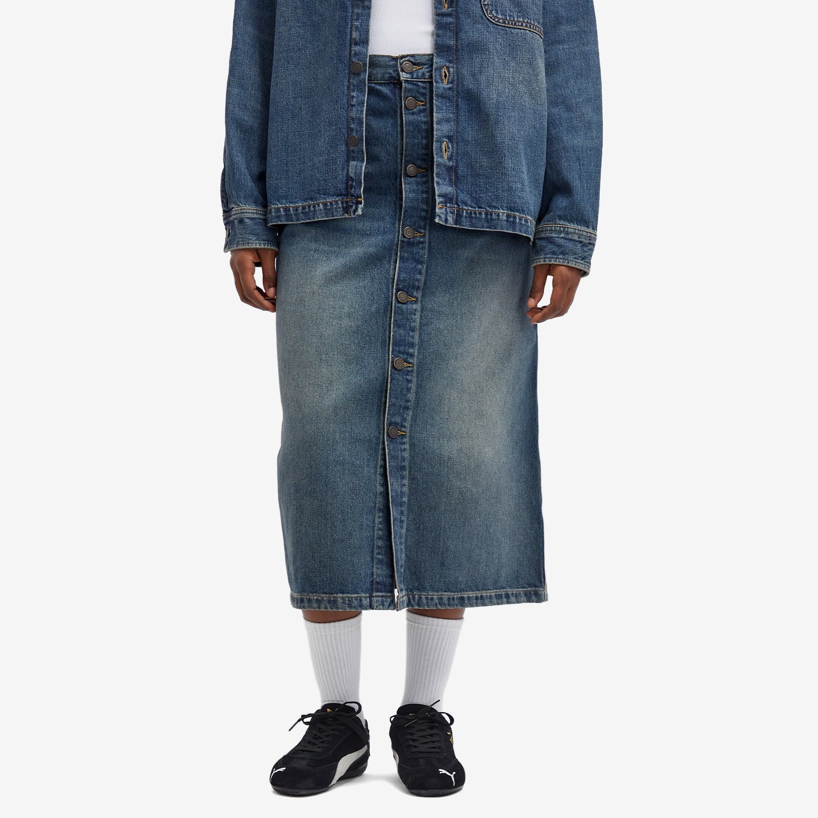 Carhartt Blue Marvin Denim Midi Skirt In Blue