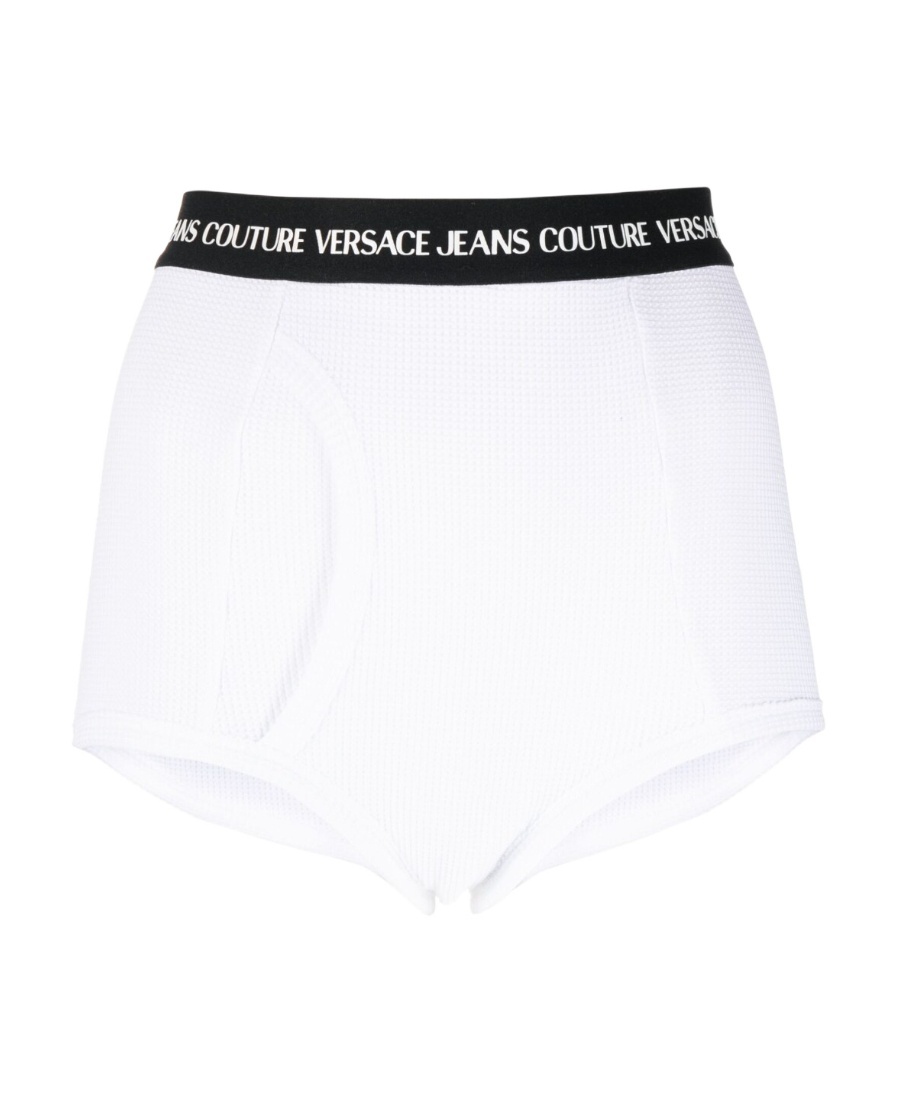 Shop Versace Jeans Logo Band Mini Shorts In White