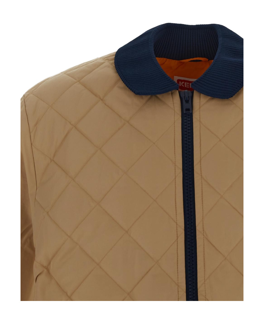 Kenzo Logo Down Jacket In Brown
