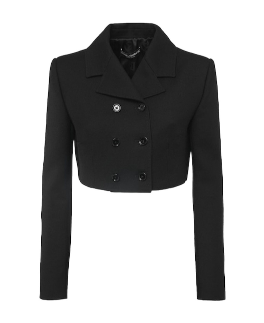 Dolce & Gabbana Double-breasted Wool Short Suit Jacket In Black