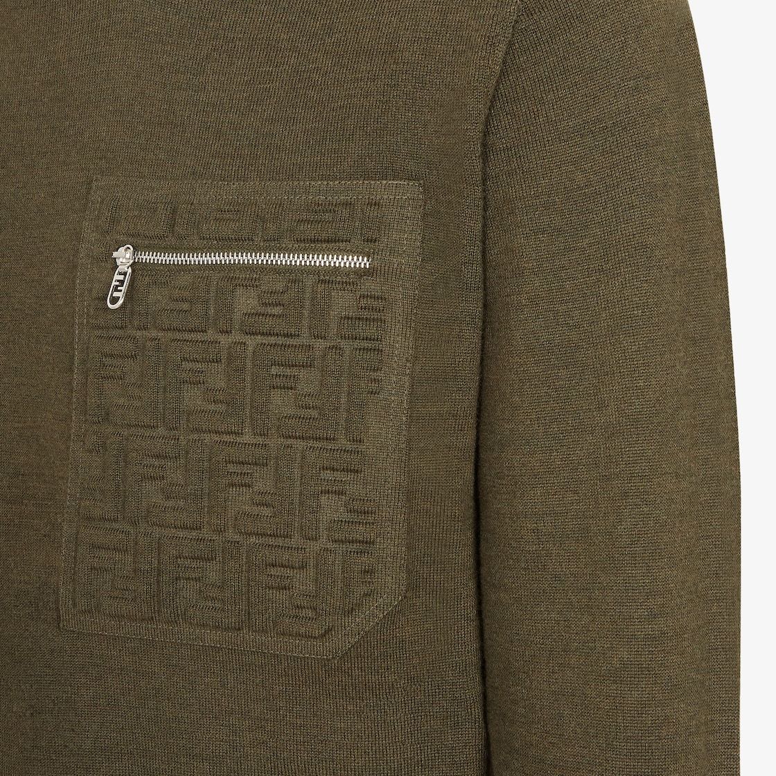 Fendi Pullover Wool Ff Emboss In Green