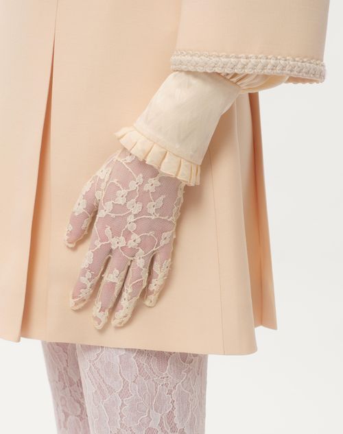 Valentino Garavani Vlogo Signature Butter-coloured Lace Gloves In Yellow