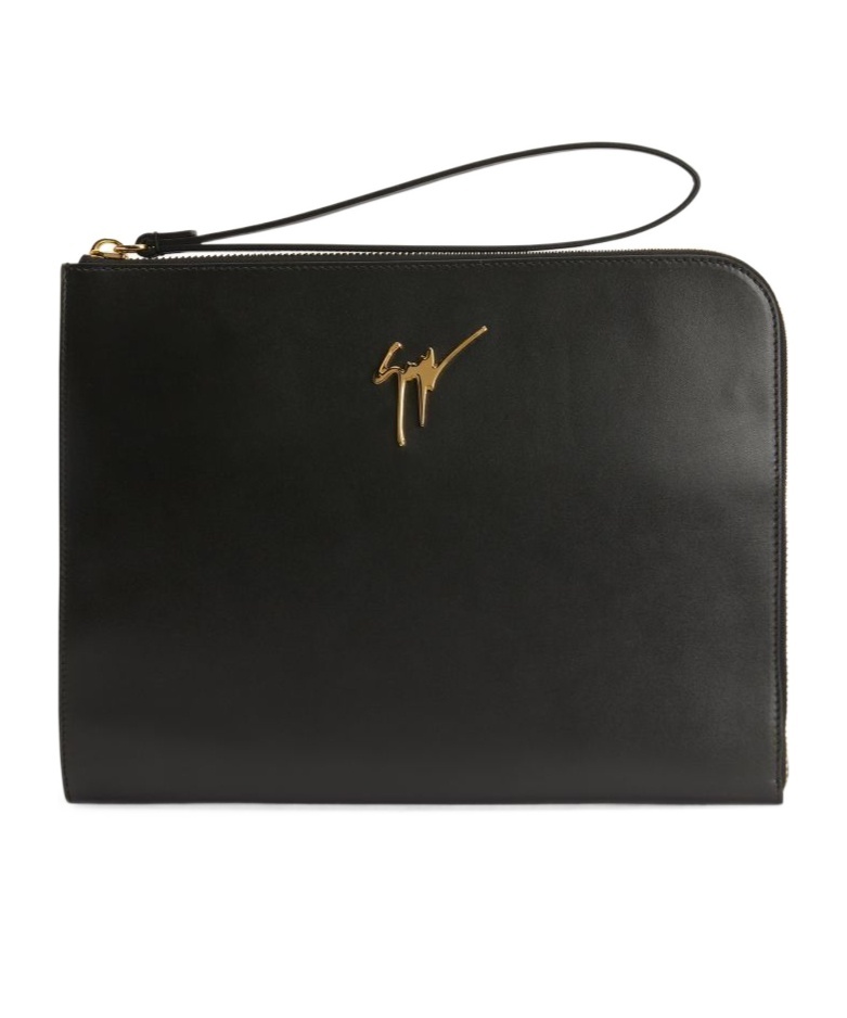 Giuseppe Zanotti Fabian Leather Clutch Bag In Black