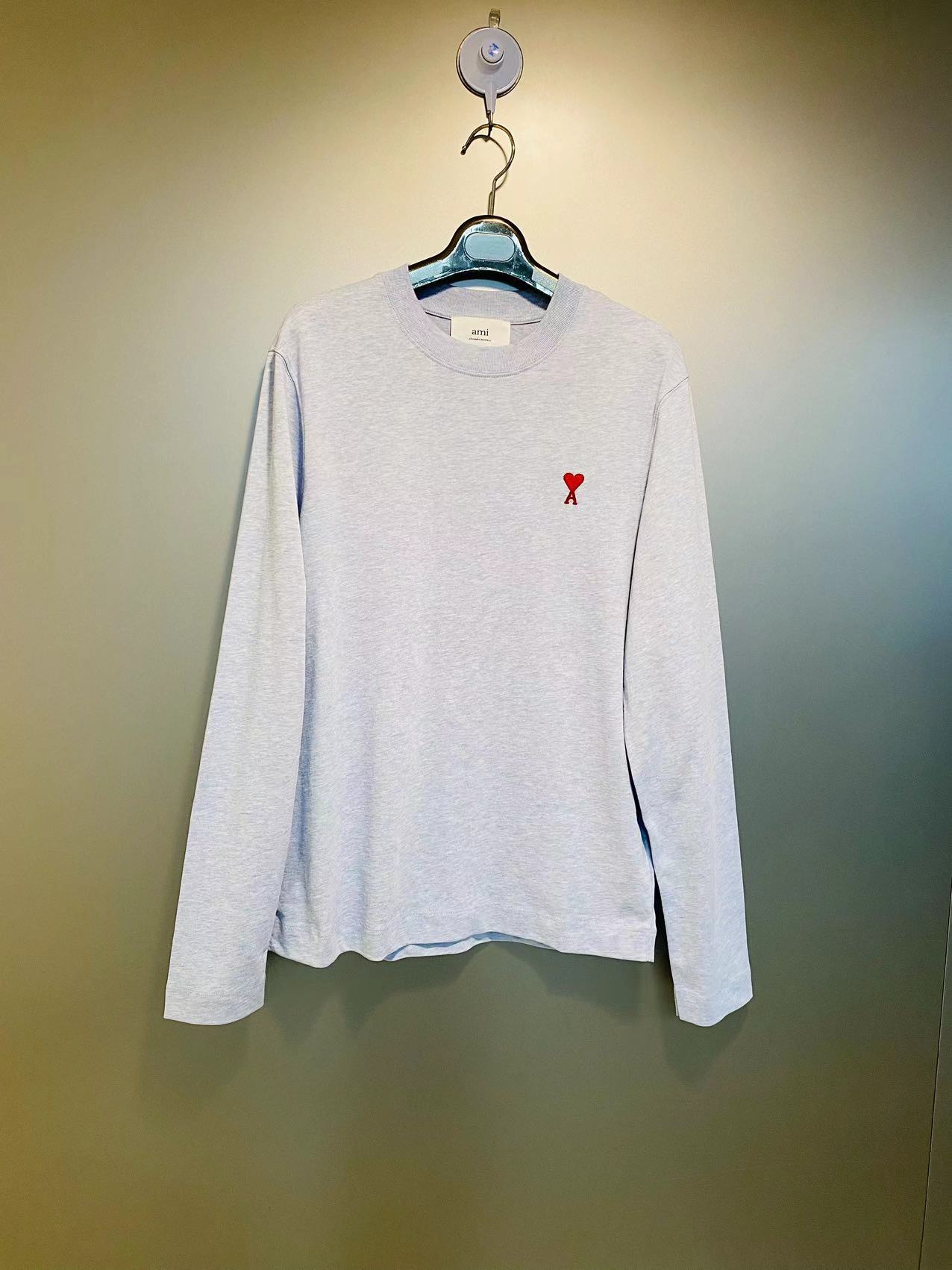 Ami Alexandre Mattiussi Logo Long-sleeved T-shirt In Gray