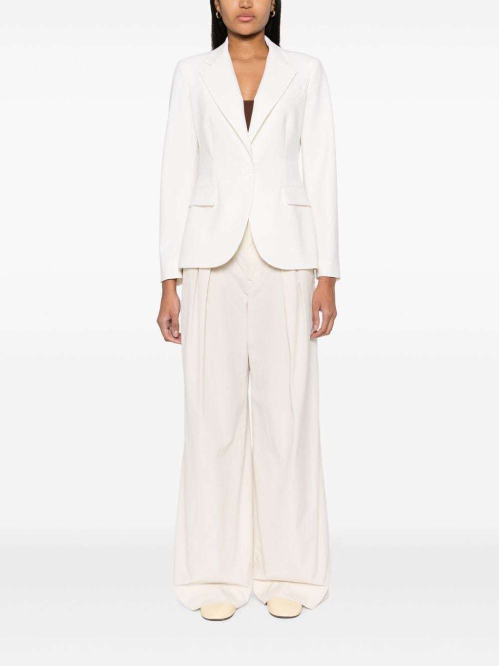 Shop P.a.r.o.s.h Long Sleeved Lapel Suit Jacket In White