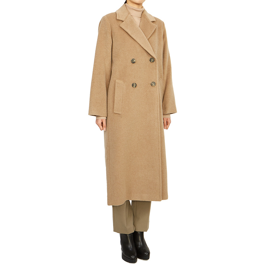 Weekend Max Mara Wool Double-breasted Coat In Nude