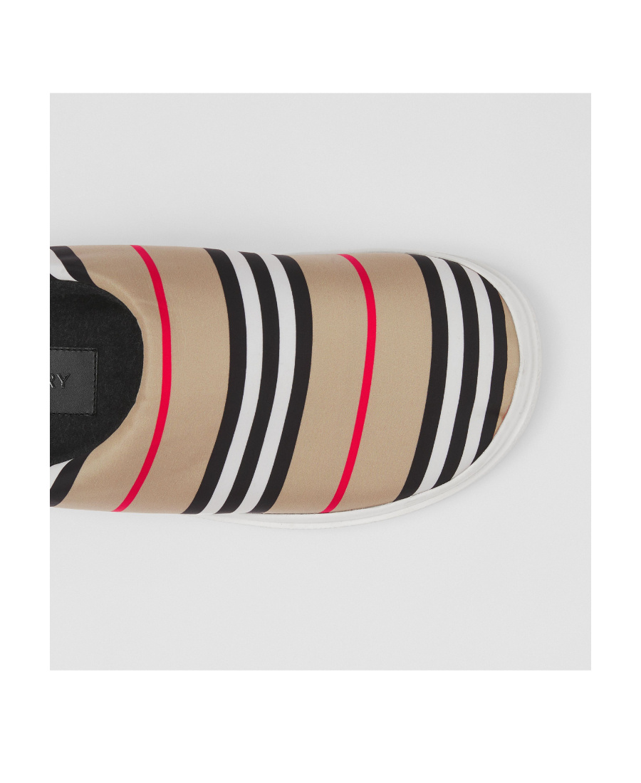 Burberry Icon Stripe Backless Slippers In White