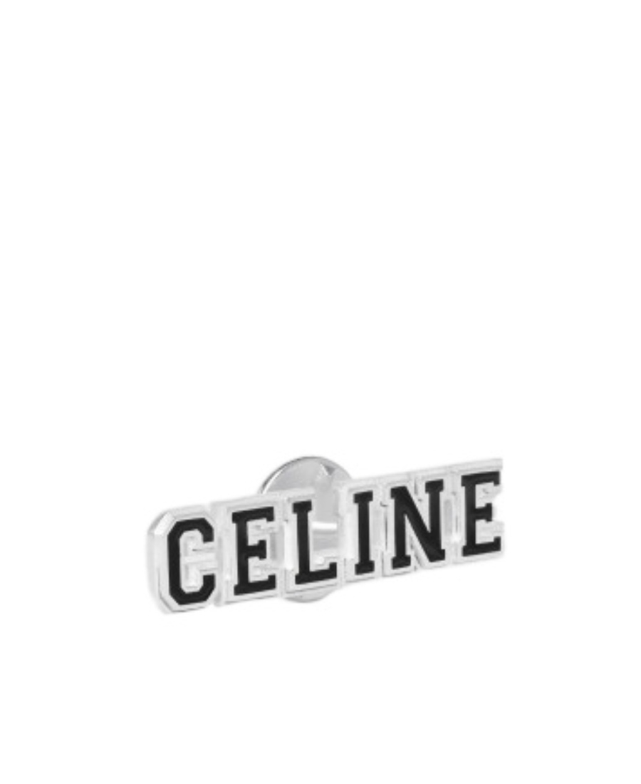 Celine Logo Brooch In White