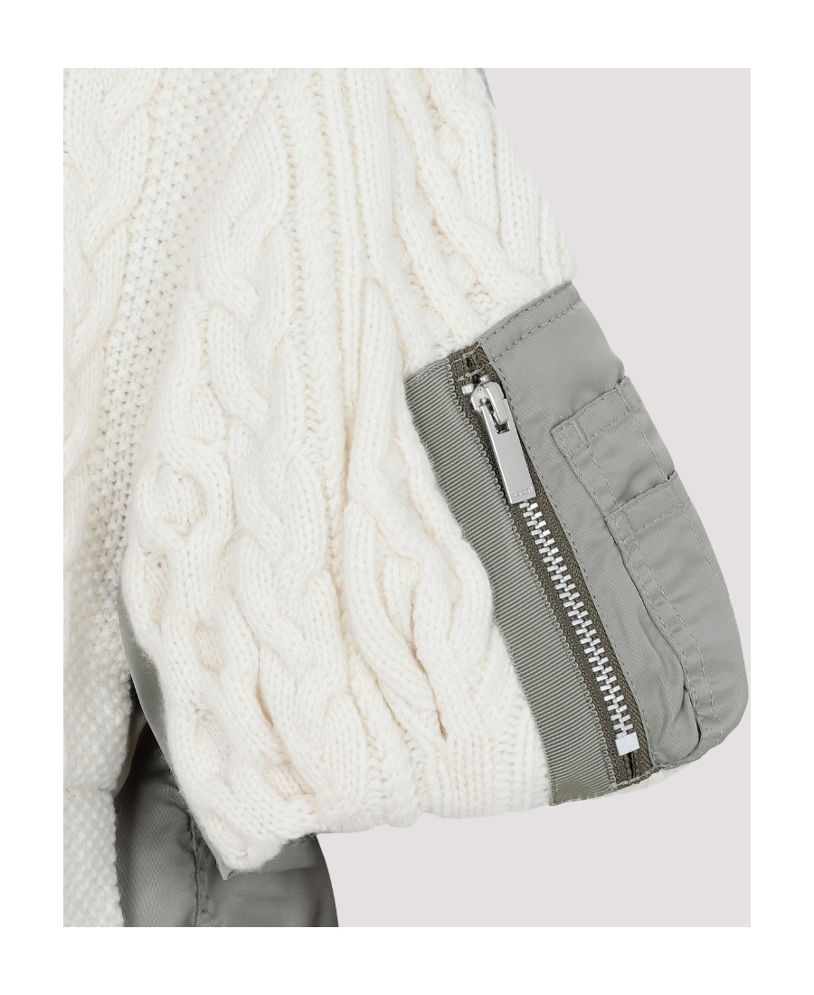 SACAI SHORT-SLEEVED PANELLED KNITTED TOP