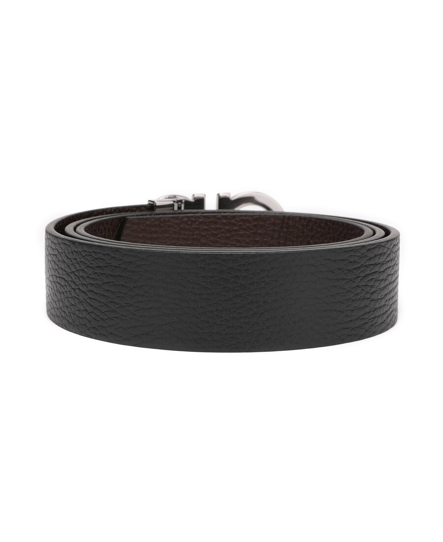 Ferragamo Double-sided Adjustable Embossed Belt In Black