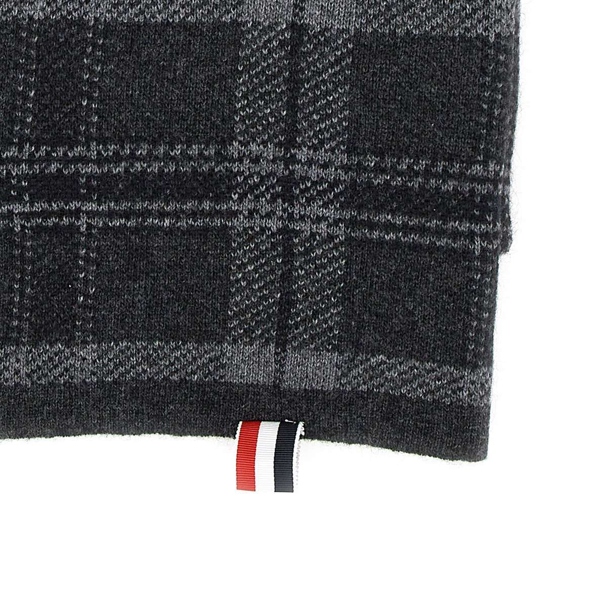 Thom Browne Check-pattern Knitted Scarf In Black